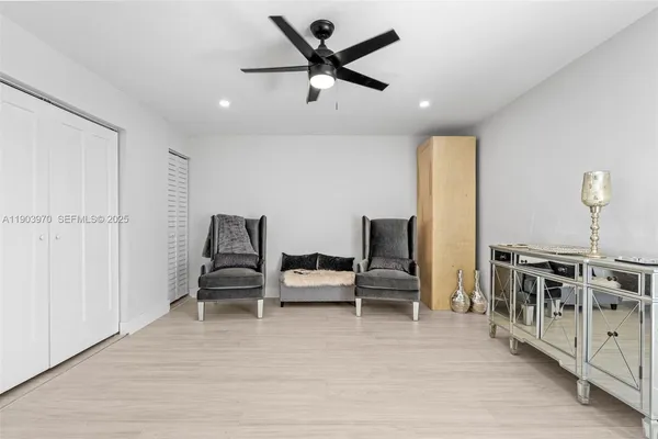 a living room with furniture