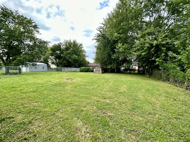 a view of a big yard with a trees