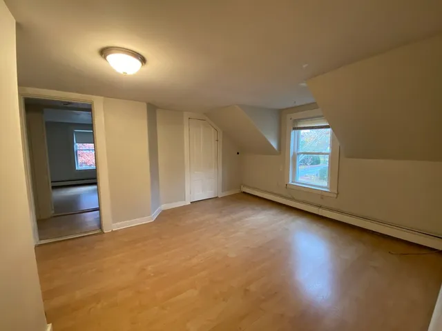 an empty room with windows