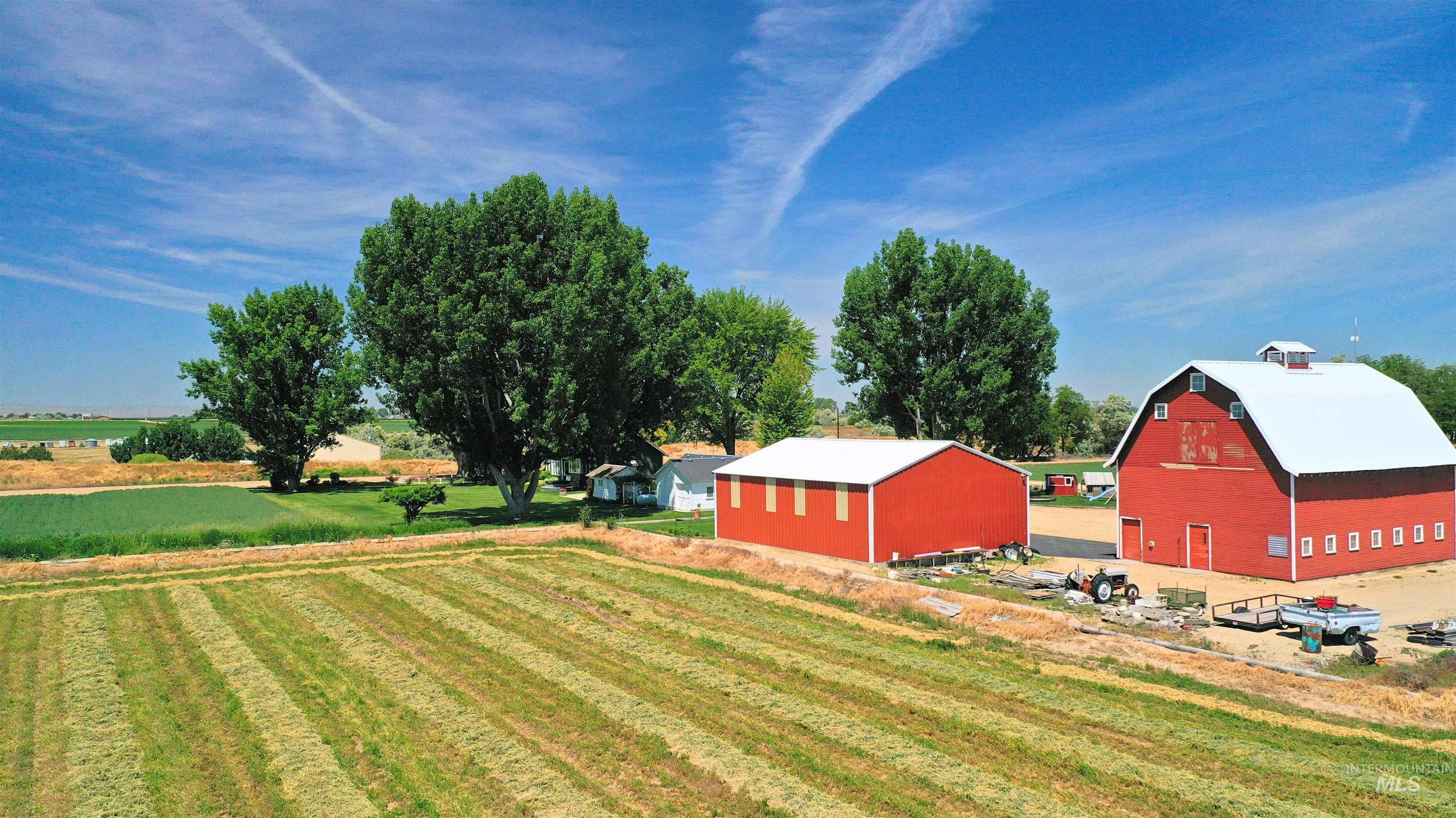 19234 Top Road Caldwell, ID 83607 - Photo 46 of 50 View of green lawn with a barn, an outdoor structure, a rural view, and agricultural area