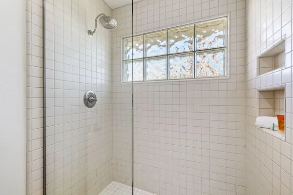 a bathroom with a shower