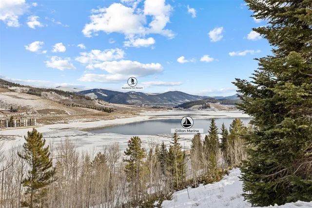a view of a lake with a mountain in the background