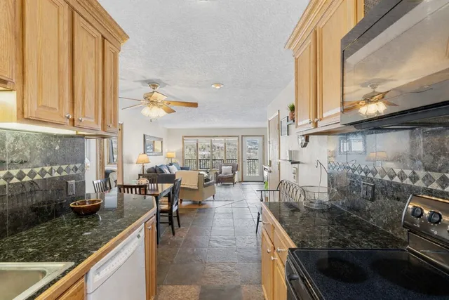 a kitchen with lots of counter top space