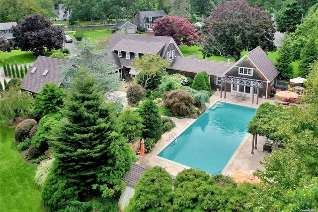 an aerial view of a house