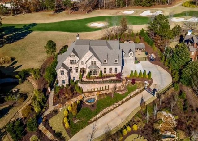 an aerial view of a house