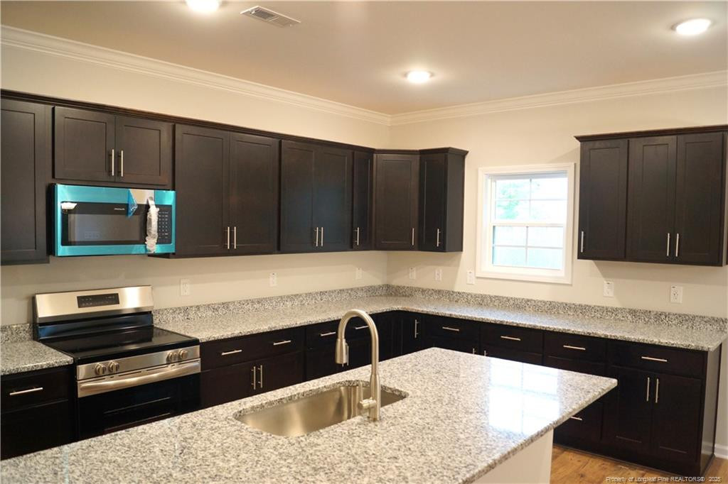 123 Nectar Lane Bunnlevel, NC 28323 - Photo 13 of 36 a kitchen with a sink and a stove top oven