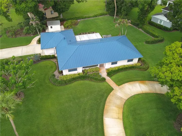an aerial view of a house