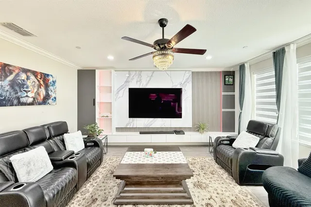 a living room with furniture