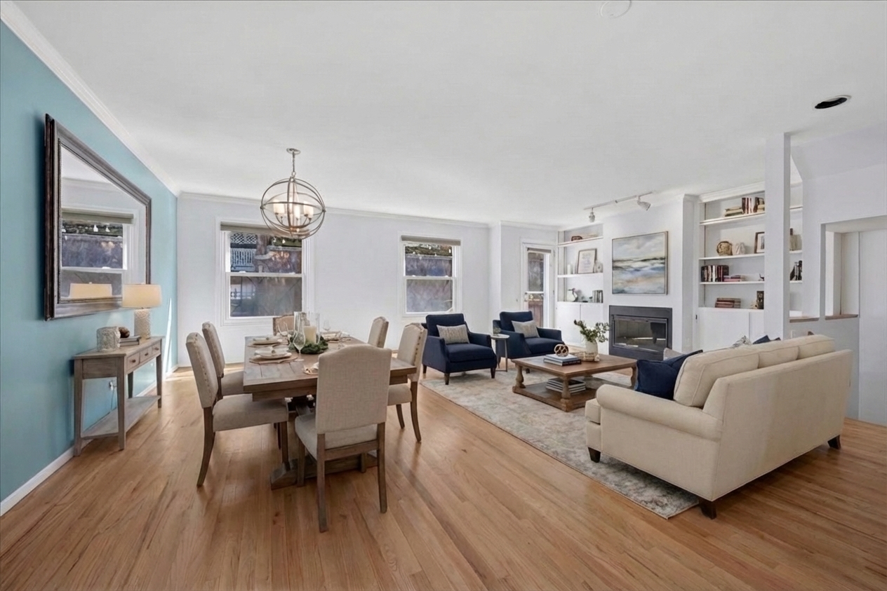 3239 North Kenmore Avenue, Unit 5 Chicago, IL 60657 - Photo 7 of 35 a living room with fireplace furniture and a wooden floor