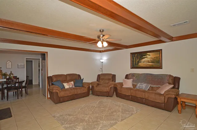 a living room with a fireplace