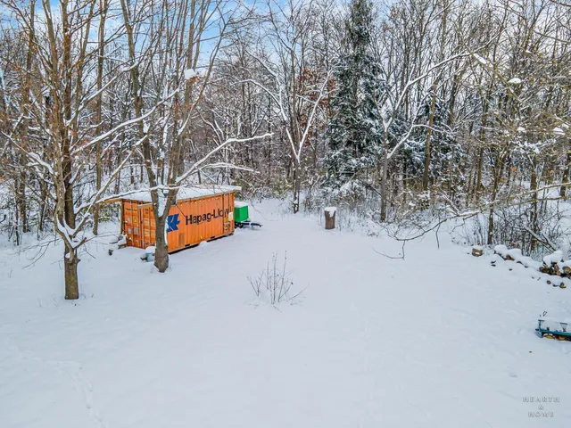 a bird view of a lake