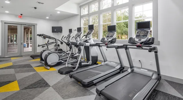 a view of a room with gym equipment