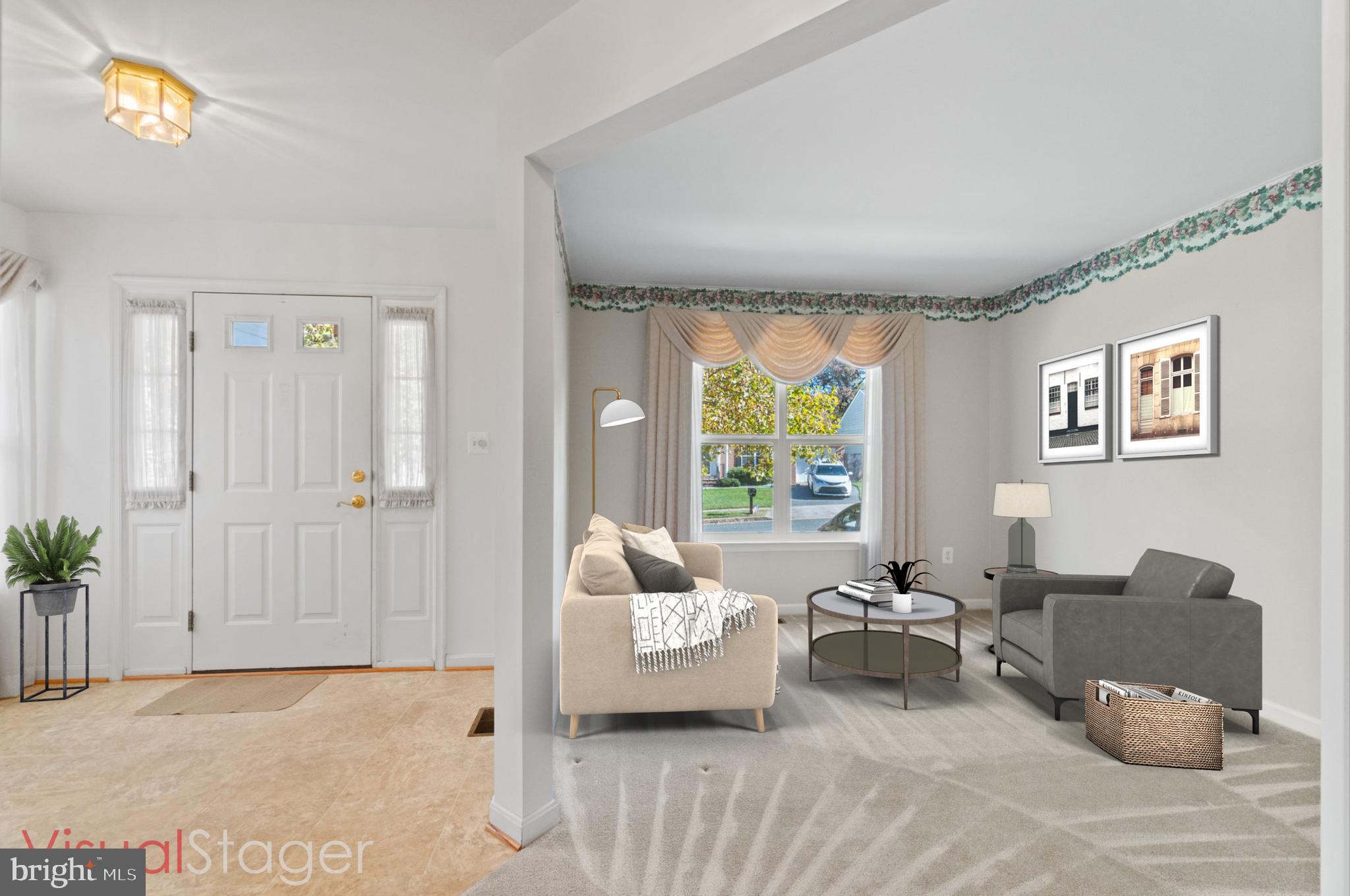 Living room virtually staged