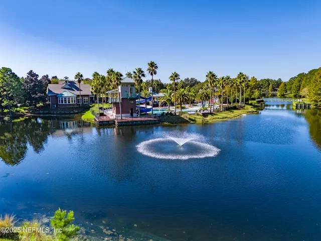 a view of a lake with a houses