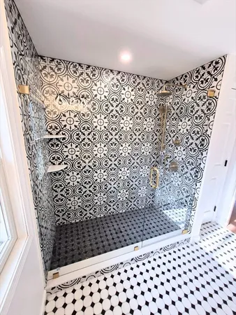 a bathroom with a shower
