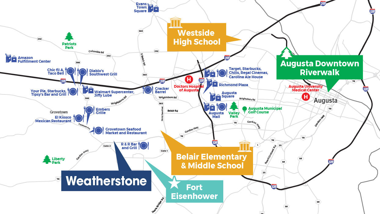 1256 Bent Water Circle Grovetown, GA 30813 - Photo 18 of 19 Weatherstone_POR_Map_012325