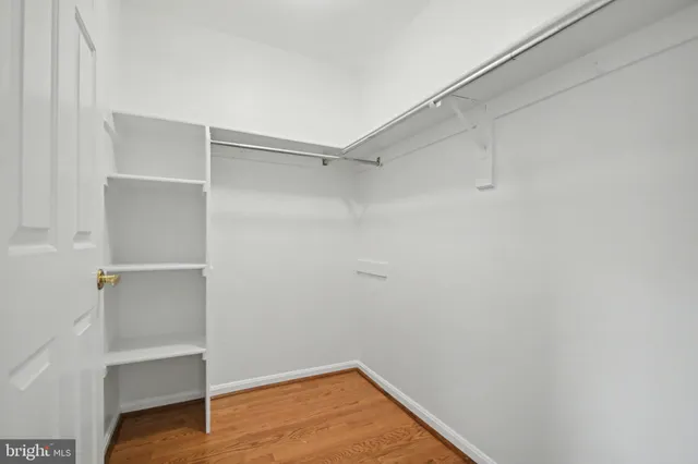 a view of an empty walk in closet