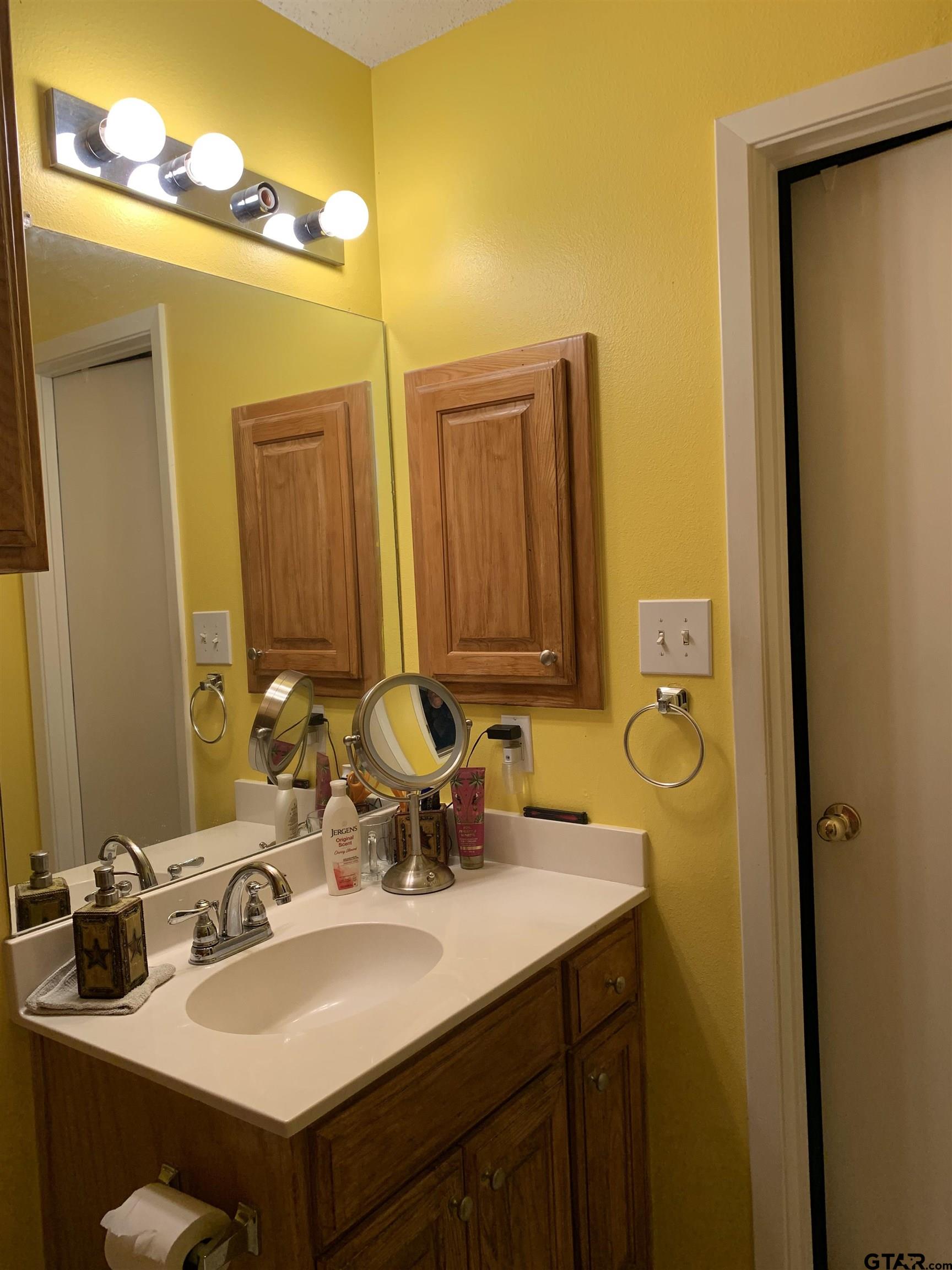 399 Cimarron Trail Holly Lake Ranch, TX 75765 - Photo 17 of 24 a bathroom with a sink and a mirror