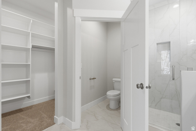 677 East 800 S Street Springville, UT 84663 - Photo 21 of 35 Bathroom featuring light marble finish flooring and a marble finish shower