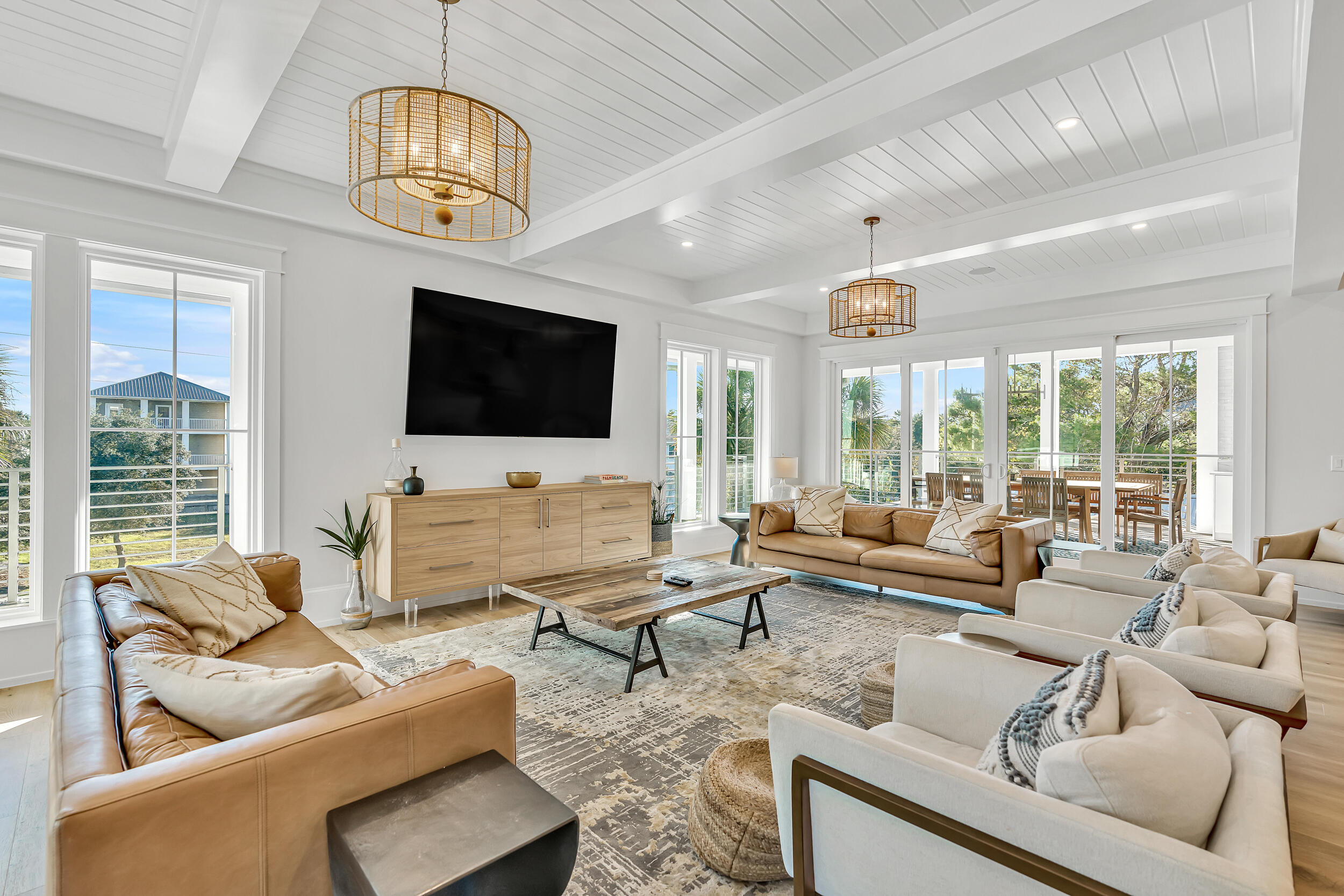 53 Buddy Street Santa Rosa Beach, FL 32459 - Photo 8 of 143 a living room with furniture flat screen tv and large windows