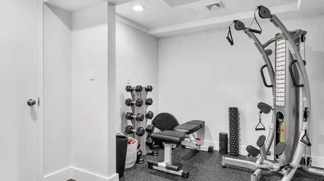 a view of a room with gym equipment