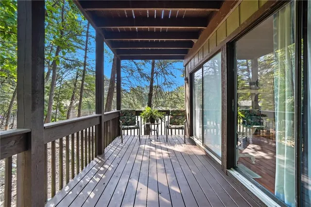 a view of a wooden deck