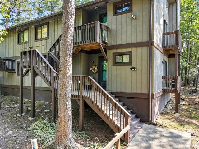 a view of a garden with an outdoor space