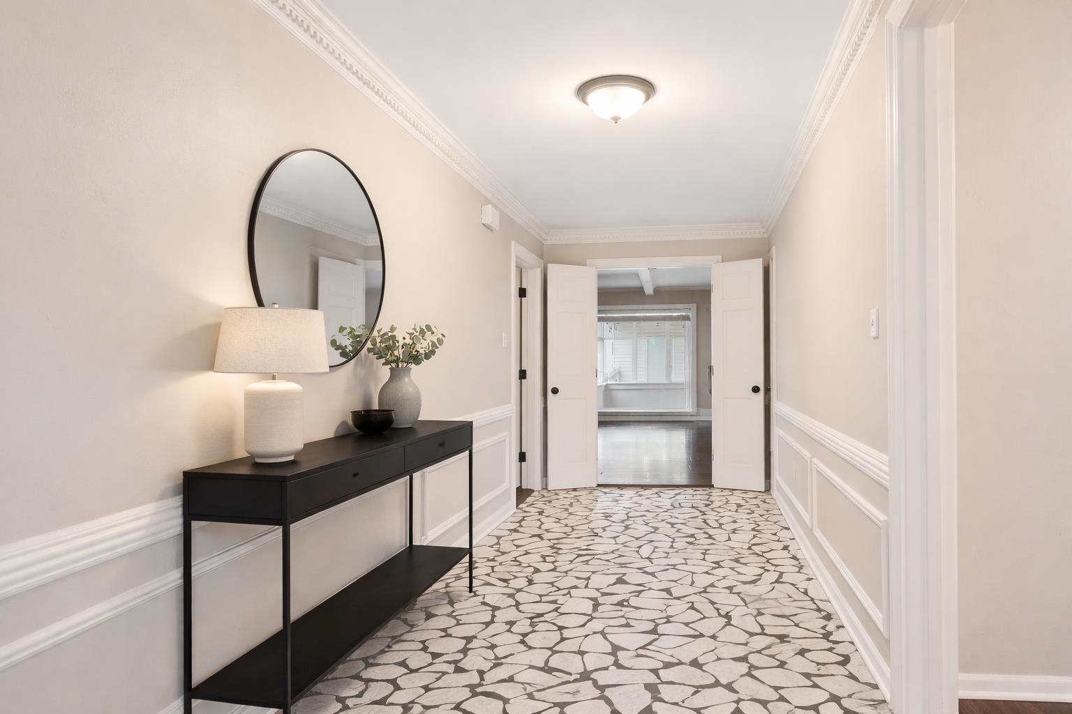 1658 Miller Farms Road Germantown, TN 38138 - Photo 2 of 39 Corridor featuring a decorative wall, a wainscoted wall, and crown molding