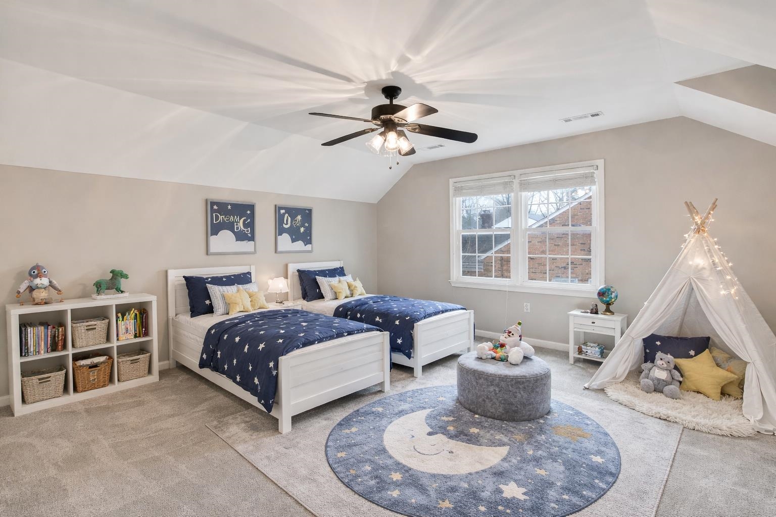 1658 Miller Farms Road Germantown, TN 38138 - Photo 28 of 39 Bedroom featuring carpet floors, vaulted ceiling, and ceiling fan