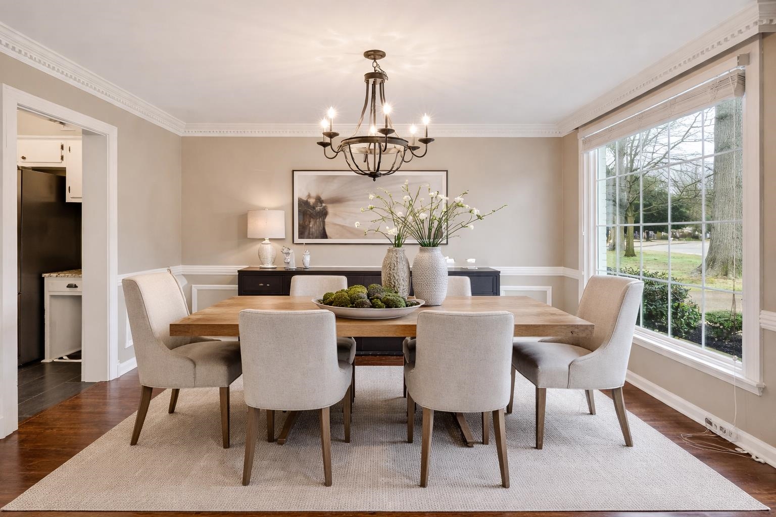 1658 Miller Farms Road Germantown, TN 38138 - Photo 6 of 39 Dining room featuring dark wood-style flooring, suspended lighting, and ornamental molding