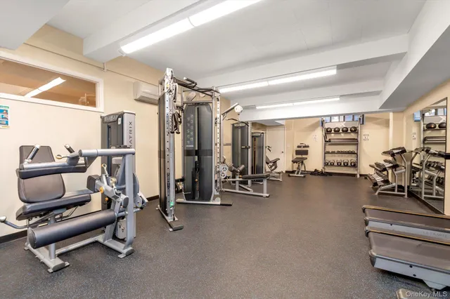 a view of a room with gym equipment