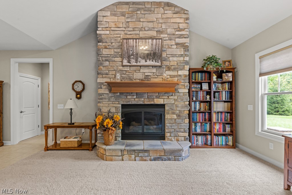 6595 Buffham Road Seville, OH 44273 - Photo 8 of 49 Living room floor to ceiling stone fireplace