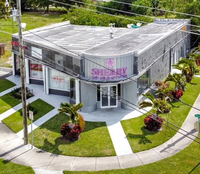 a patio with table and chairs