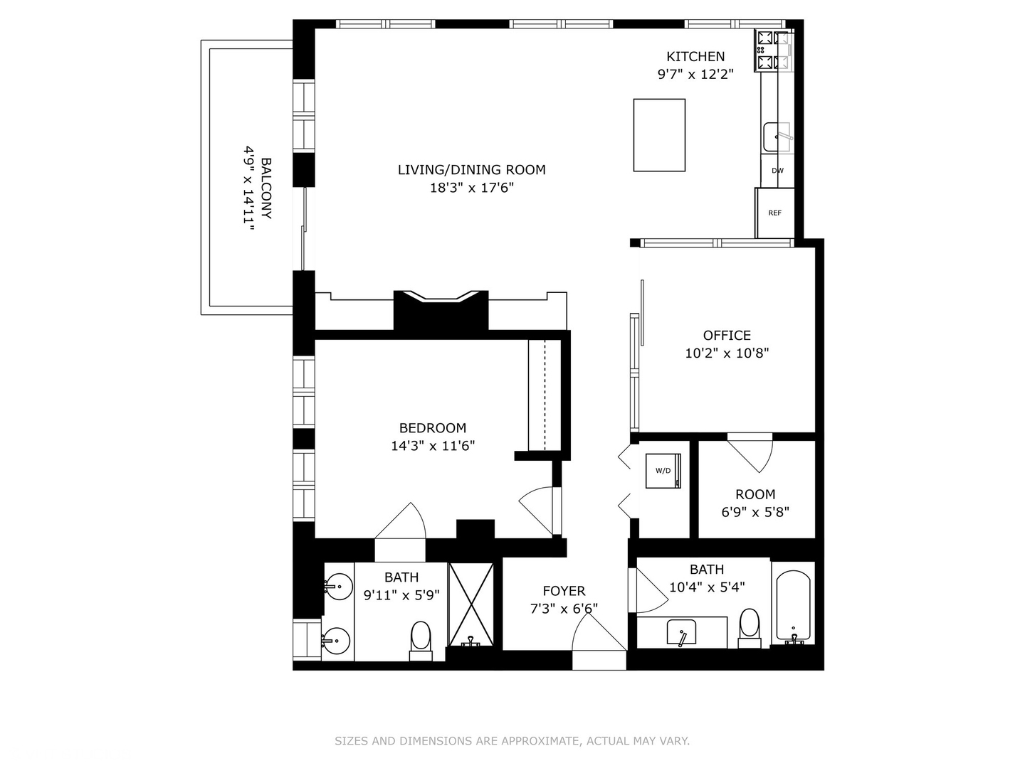 215 North Aberdeen Street, Unit 405A Chicago, IL 60607 - Photo 20 of 20 a picture of a floor plan