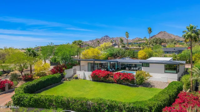 an aerial view of a house