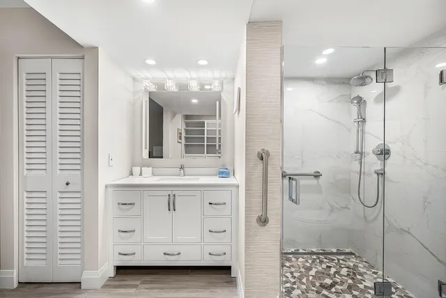 a bathroom with a shower