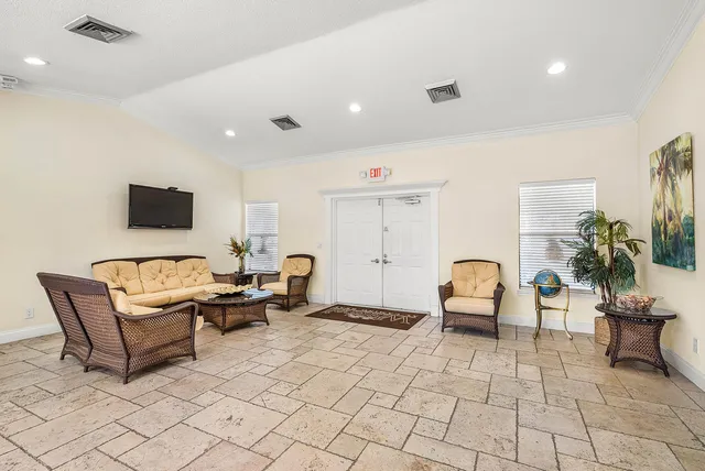 a living room with furniture