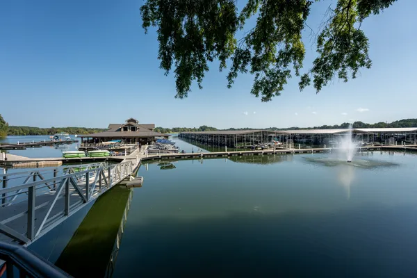 a view of a lake with outdoor space