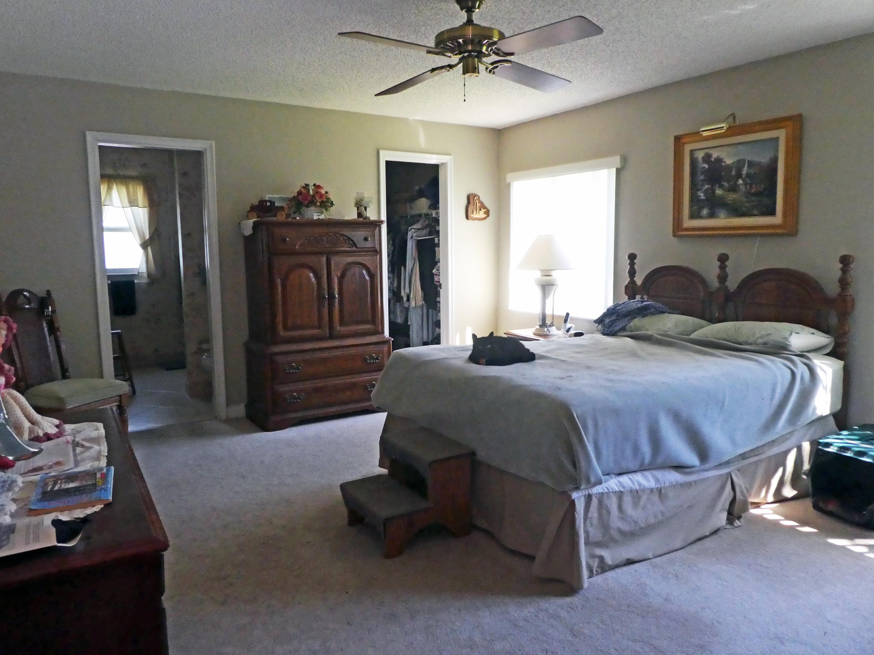 17670 Woodview Terrace Boca Raton, FL 33487 - Photo 8 of 24 a spacious bedroom with a bed and a chandelier