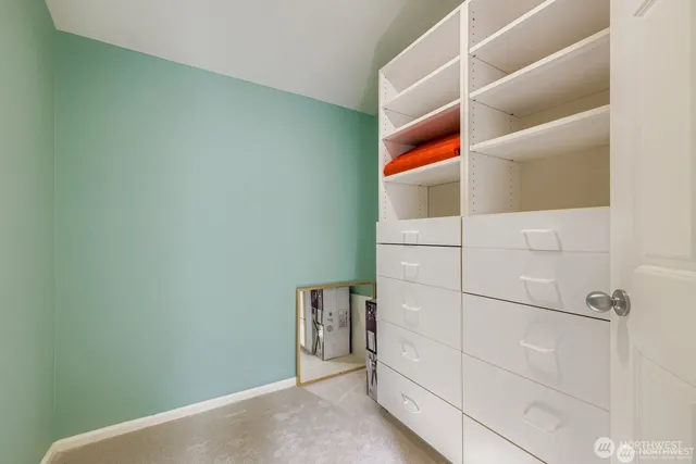 a view of an empty walk in closet