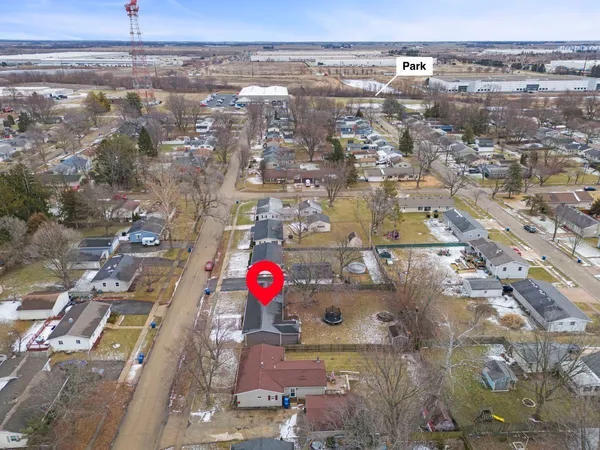 an aerial view of multiple house