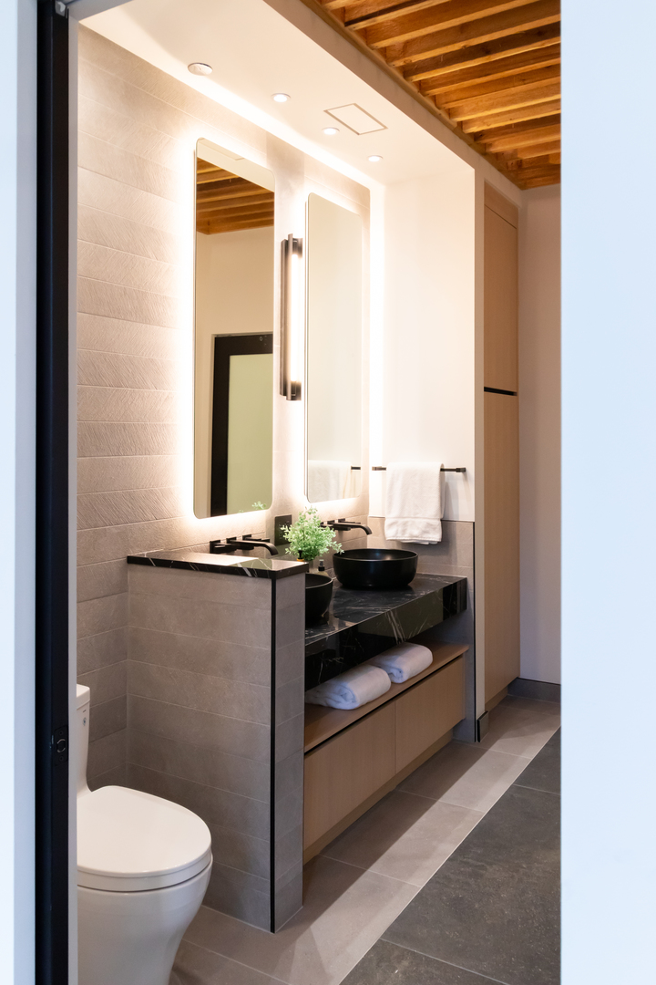 1101 West Lake Street, Unit 3D Chicago, IL 60607 - Photo 39 of 48 a bathroom with a toilet a sink and a mirror