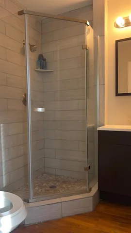 a bathroom with a shower