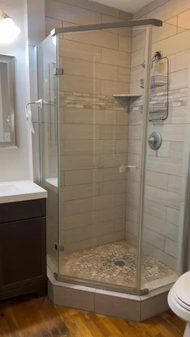 a bathroom with a shower