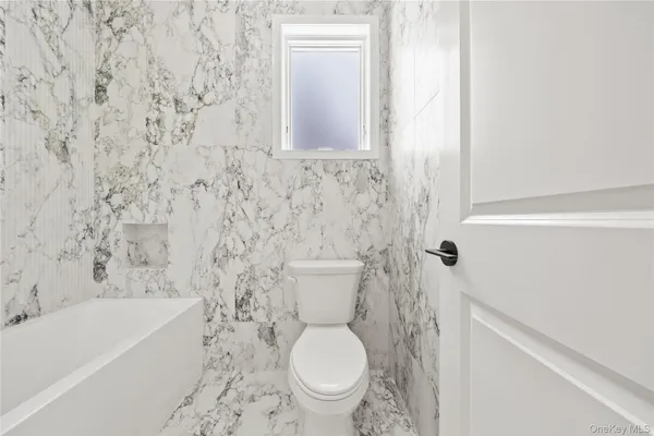 a bathroom with a toilet and a bathtub