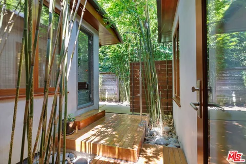 a view of backyard of the house