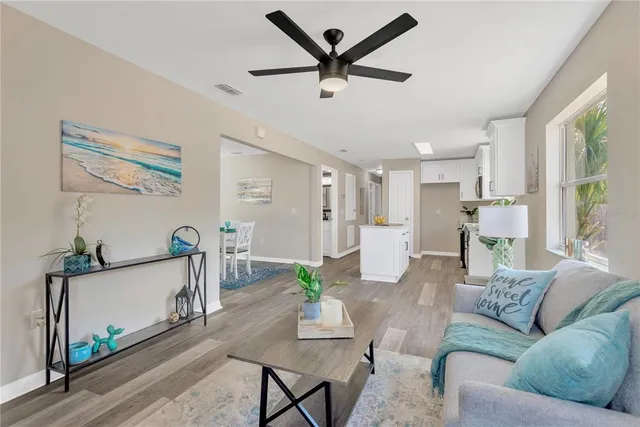 a living room with furniture