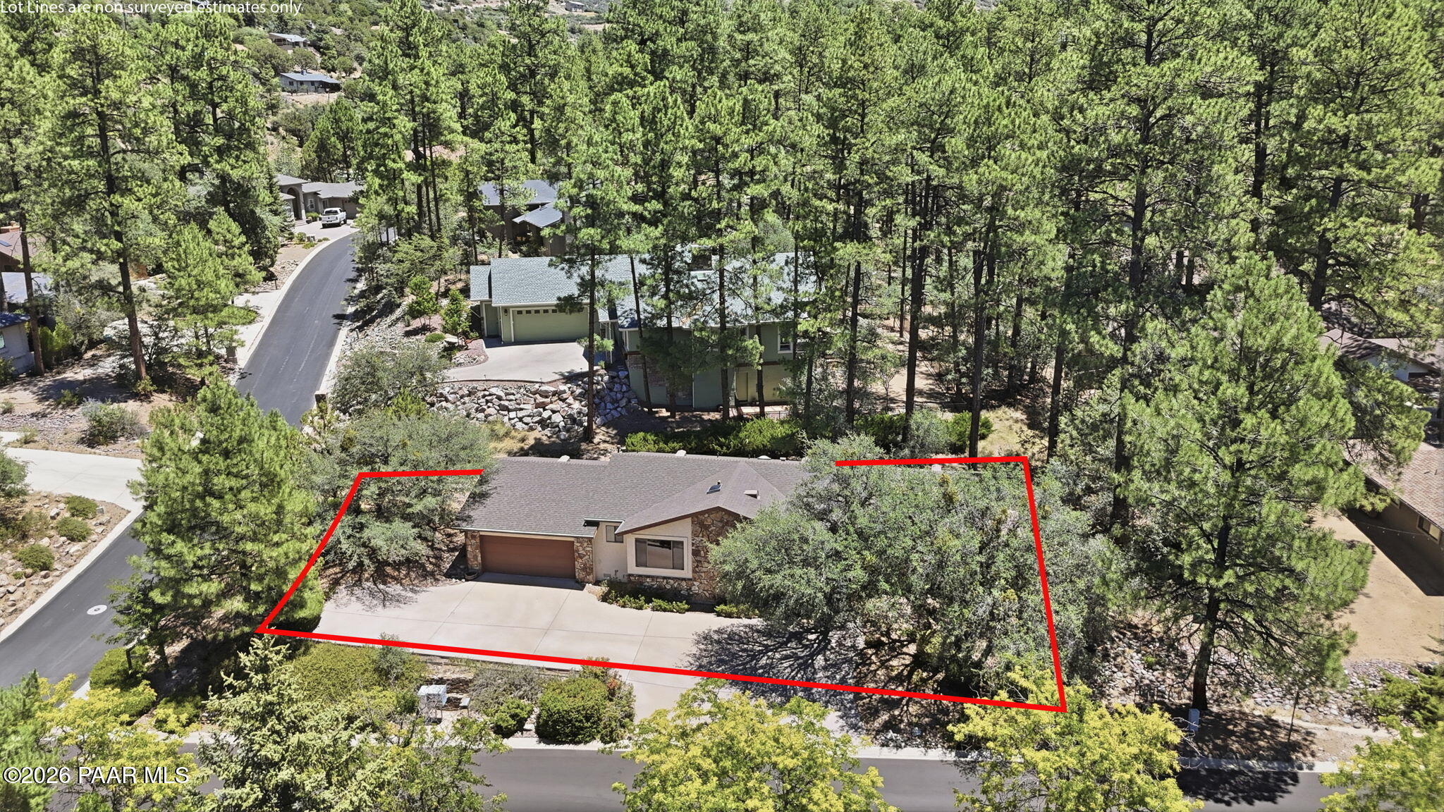 1370 Coyote Road Prescott, AZ 86303 - Photo 43 of 50 Aerial Front 2 Lot Line