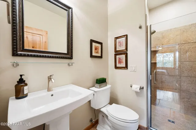 a bathroom with a toilet a sink and mirror