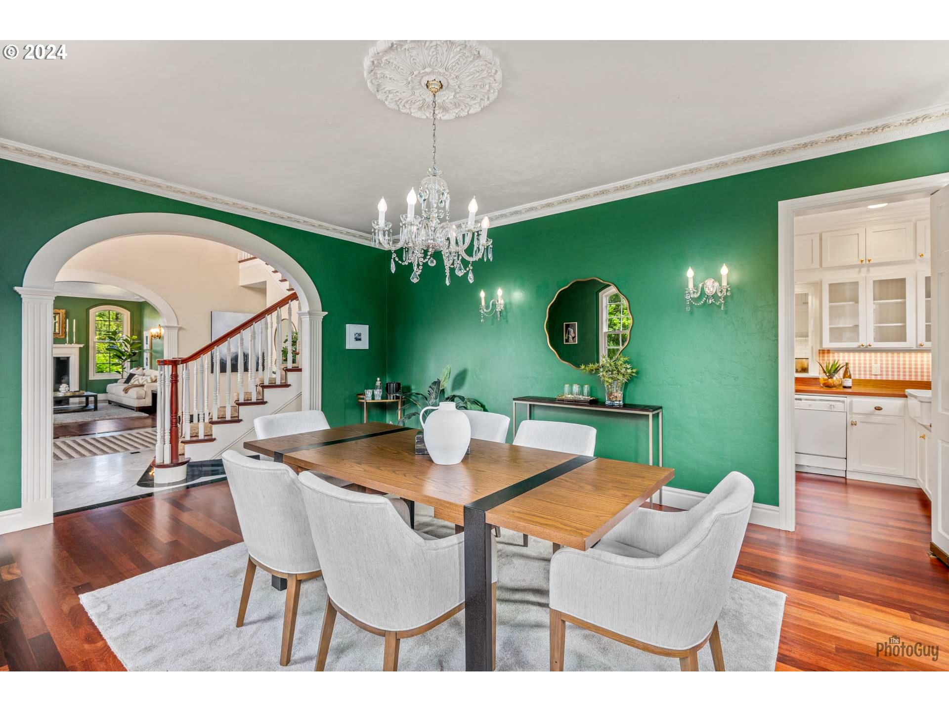 2788 Riverwalk Loop Eugene, OR 97401 - Photo 6 of 48 a view of a dining room with furniture a chandelier and wooden floor